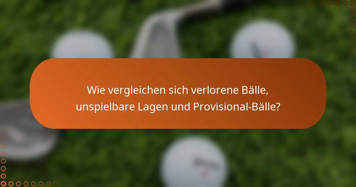 Wie vergleichen sich verlorene Bälle, unspielbare Lagen und Provisional-Bälle?